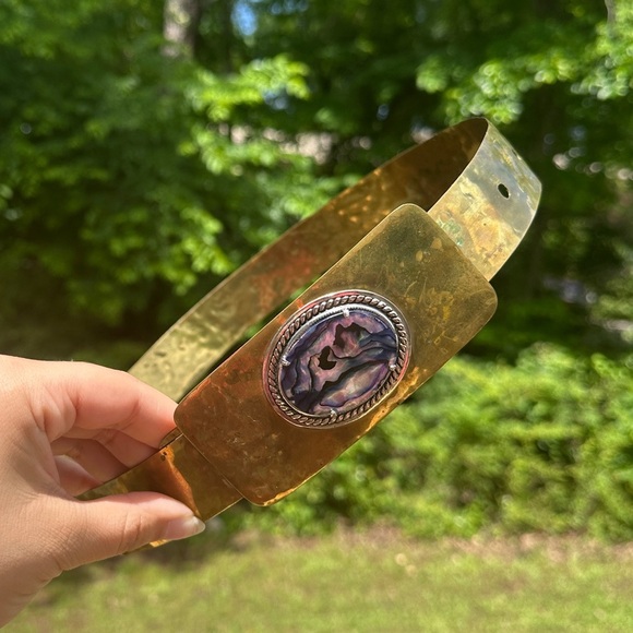 Vintage Gold Toned Belt with Abalone Shell Buckle NWT - Picture 6 of 9